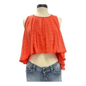 Free People Turn It Up Tiered High Low Orange Tank Top XS Festival Boho Twee Y2K